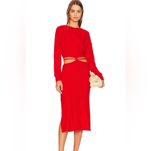 LNA Maaz sweater midi dress tomato red small new with tags - Picture 1 of 9